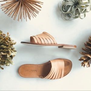 Capri Positano tan leather cut-out slides